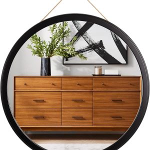 Honiway Boho Mirror 12 inch and Round Black Mirror 18 inch