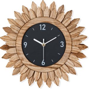 Honiway Boho Mirror and Wall Clock Rustic Brown